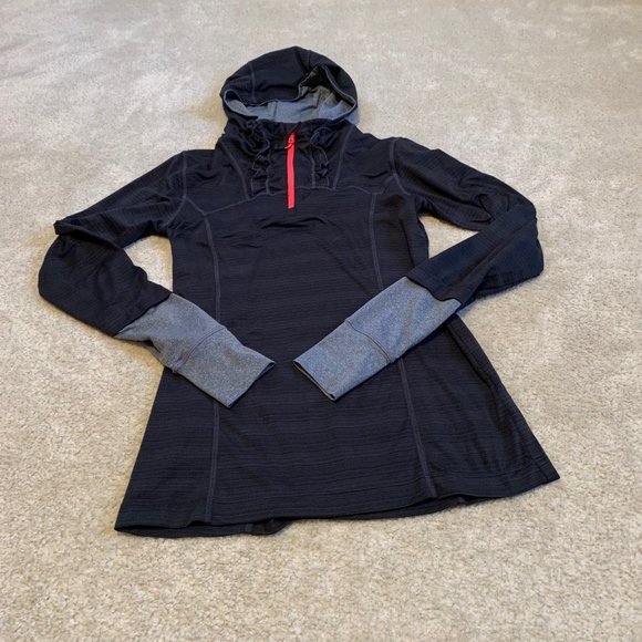 MGP (Modetta Performance Gear) Fitted Black 1/4 Zip Ruffle Hoodie Size XS - Picture 1 of 13